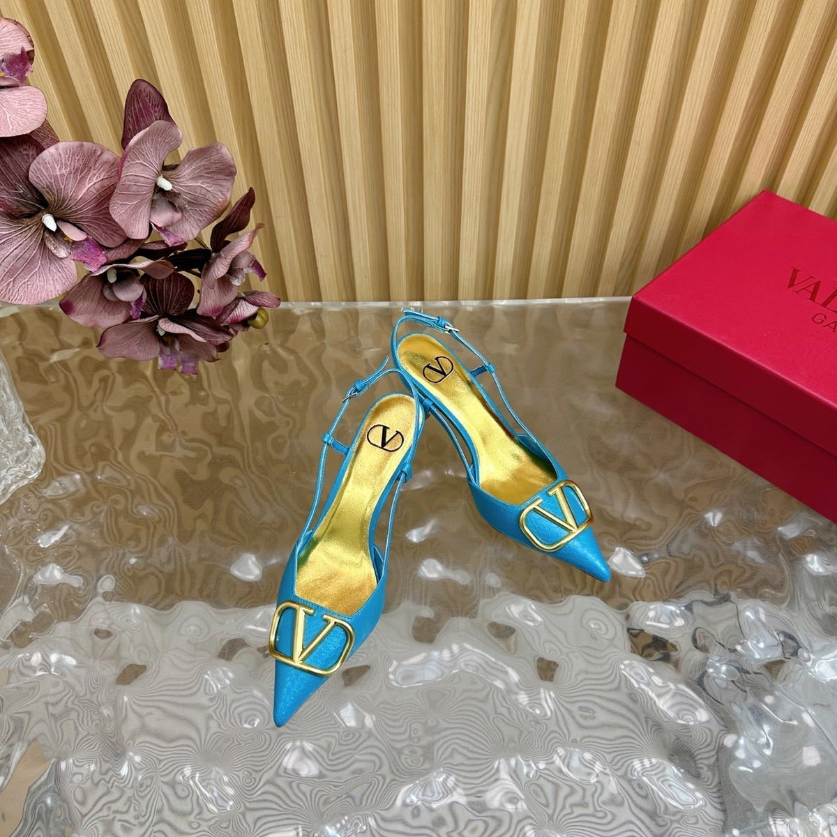 VT 25 Slingback Cerulean Blue Snakeskin Leather 325192