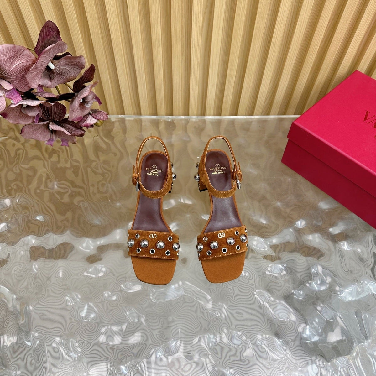 VT 25 Rivet Steel Beads Slingback Dark Brown Suede 325203