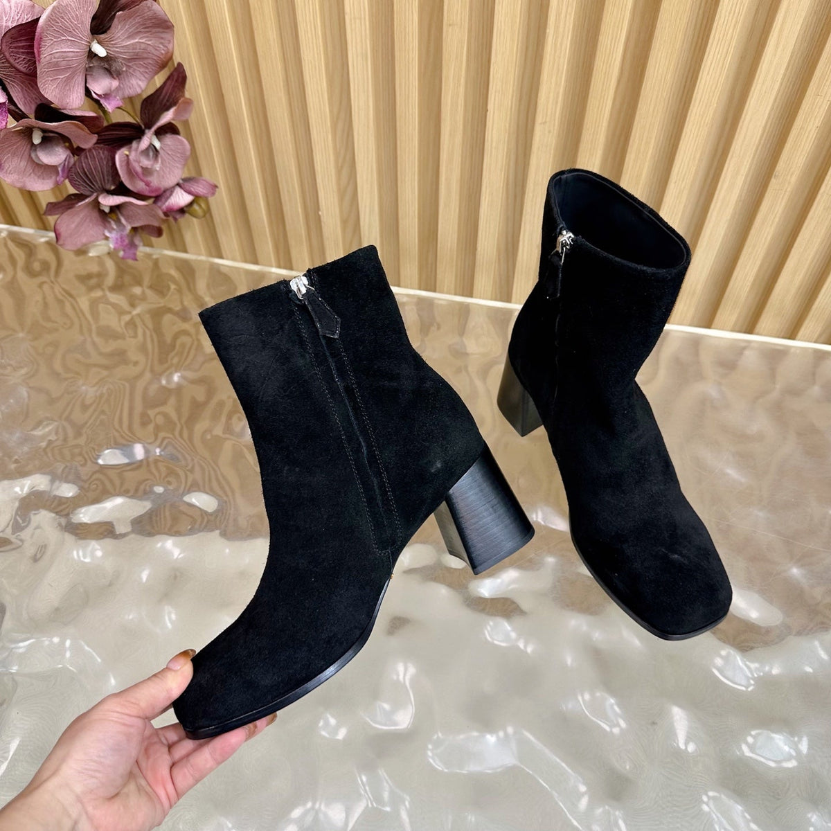 Prada 25 Boot Black Suede 498223
