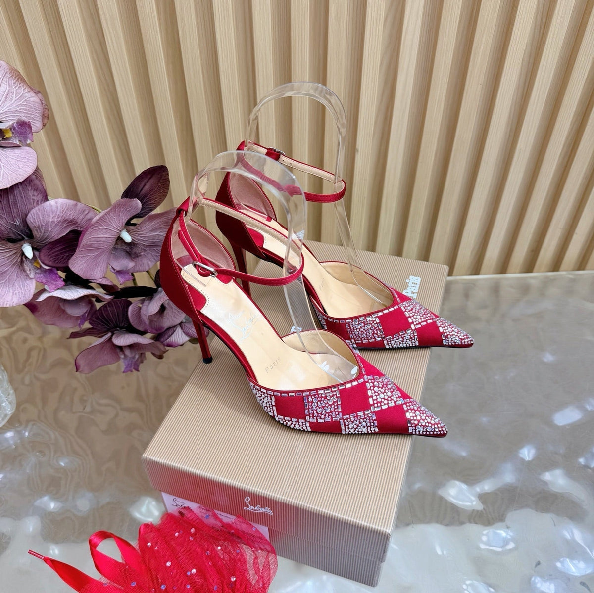 Christian Louboutin 2026 Slingback Pumps 100mm Silk Rhinestone 775986