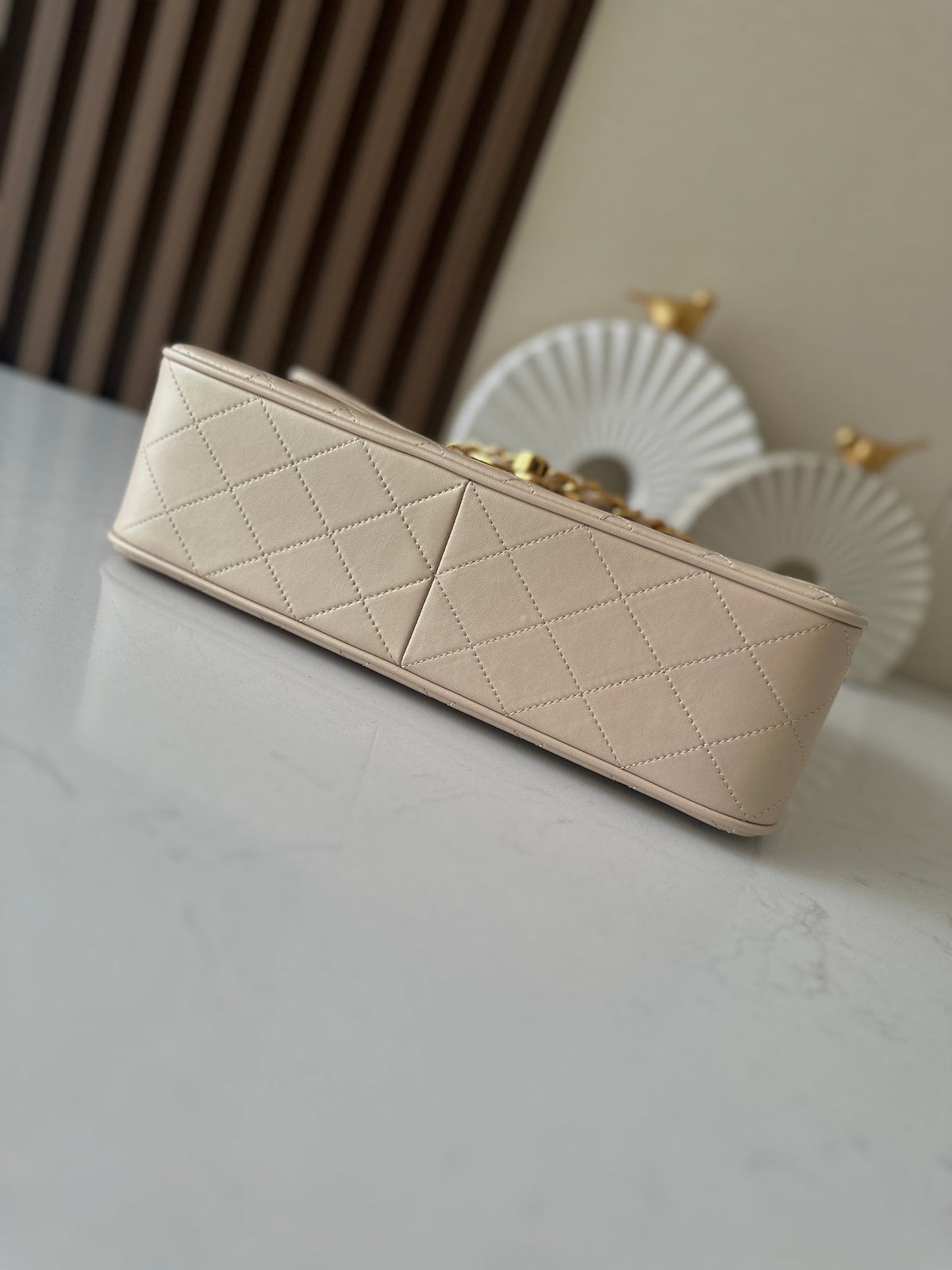 CC 2025 Flap Bag 30cm Apricot Gold Lambskin 298106