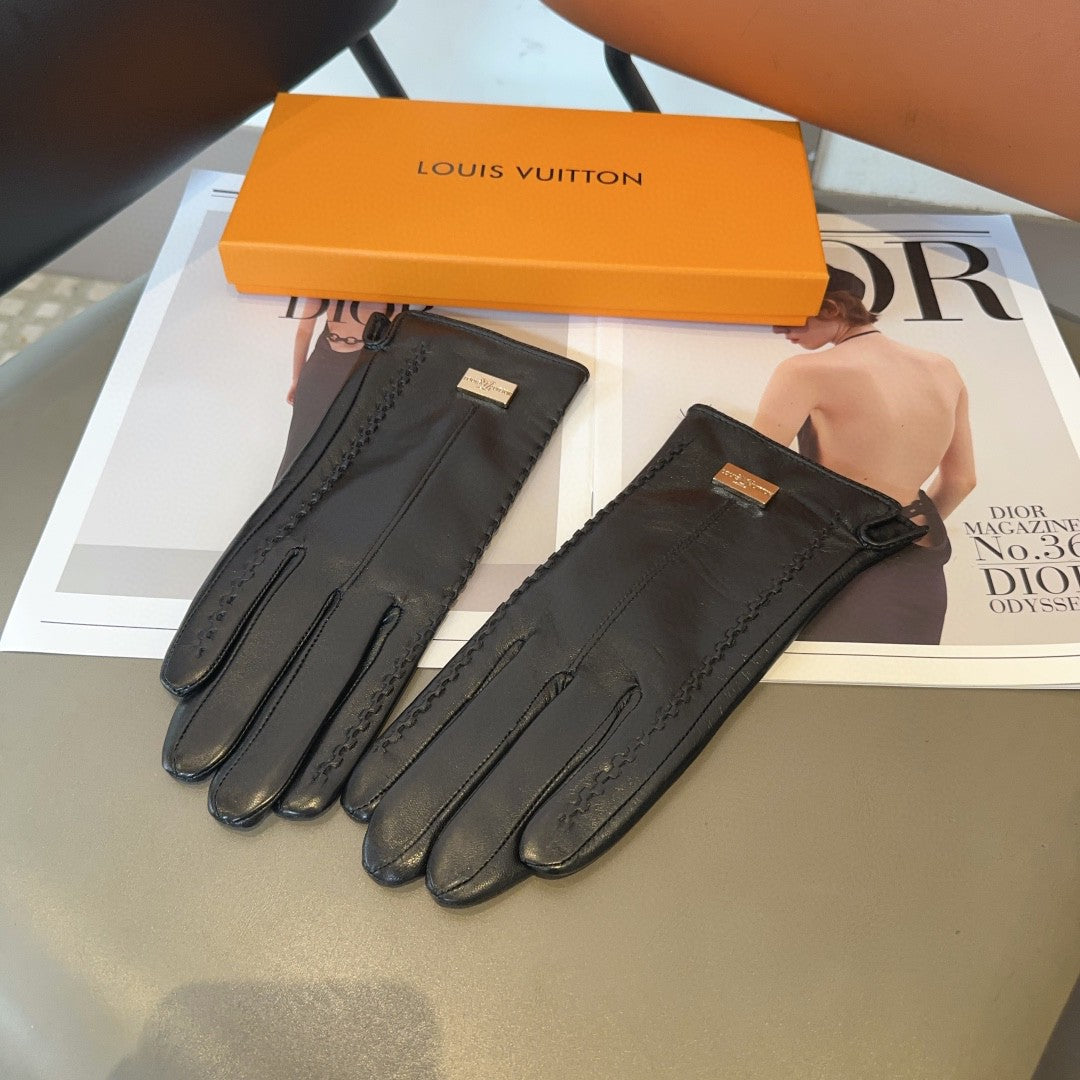 LV Gloves In Black Lambskin 473499