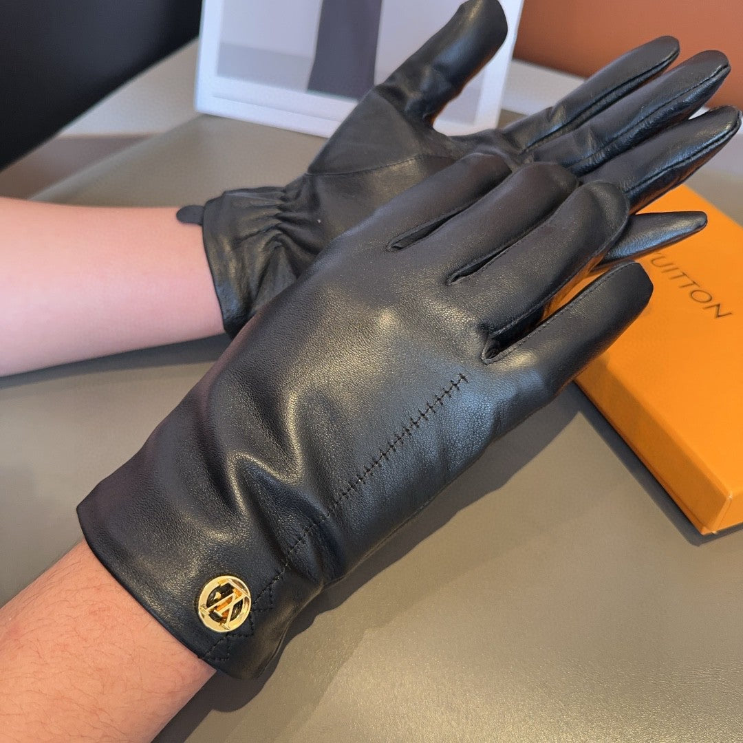 LV Gloves In Black Lambskin 478087