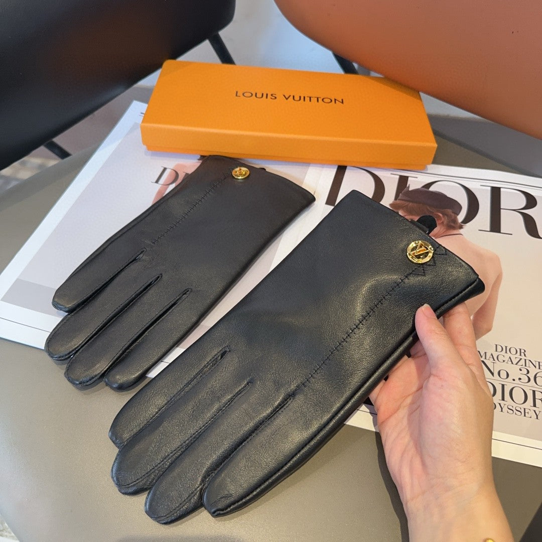 LV Gloves In Black Lambskin 478087