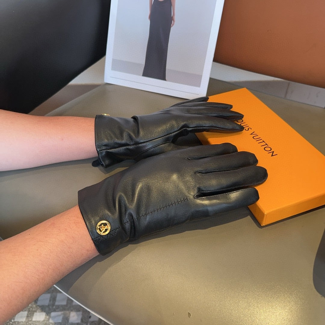 LV Gloves In Black Lambskin 478087