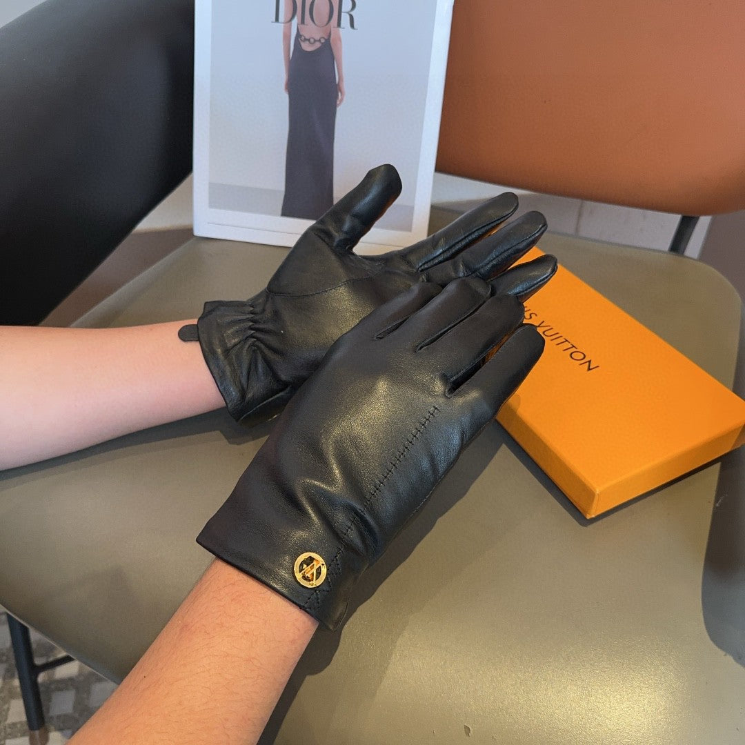 LV Gloves In Black Lambskin 478087