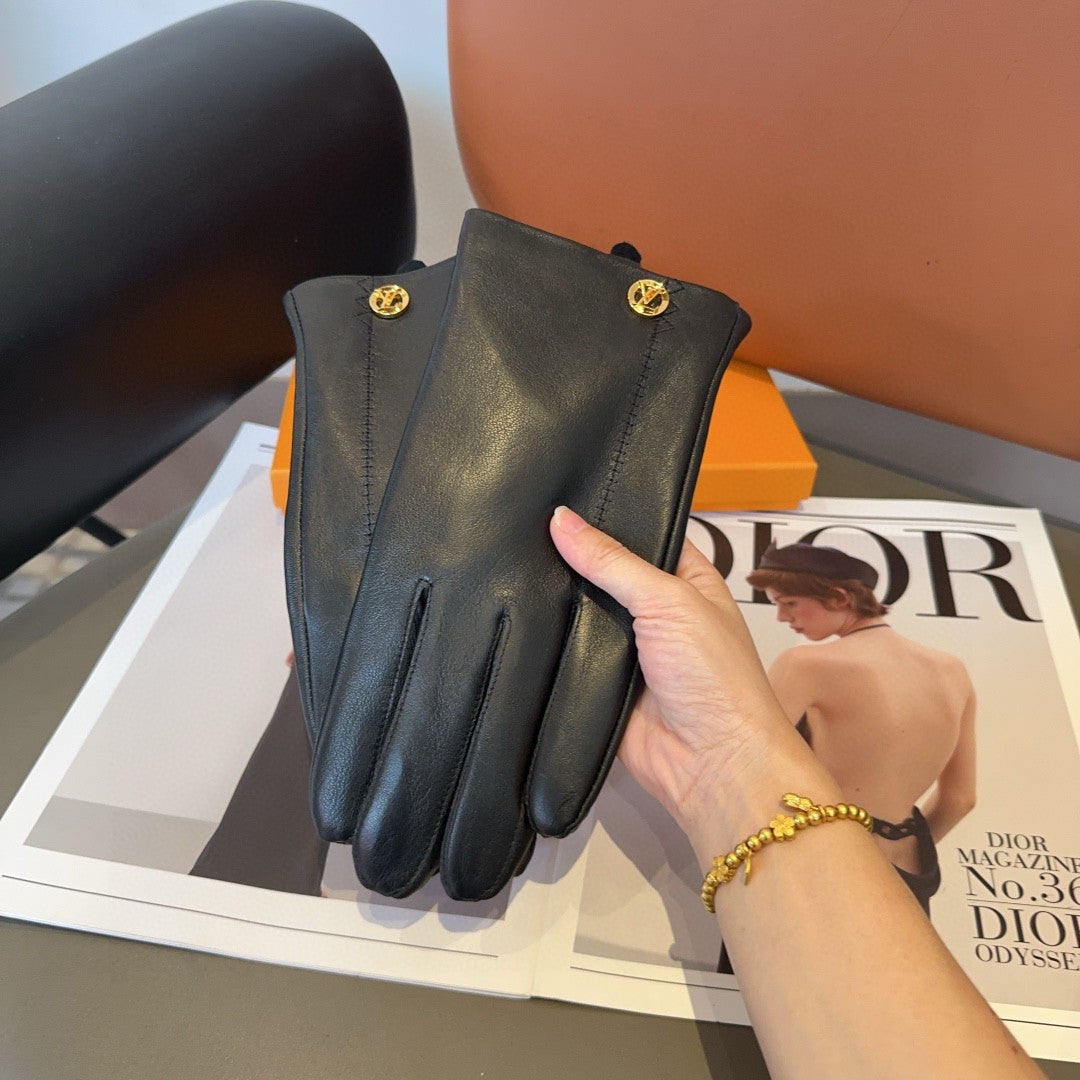 LV Gloves In Black Lambskin 478087