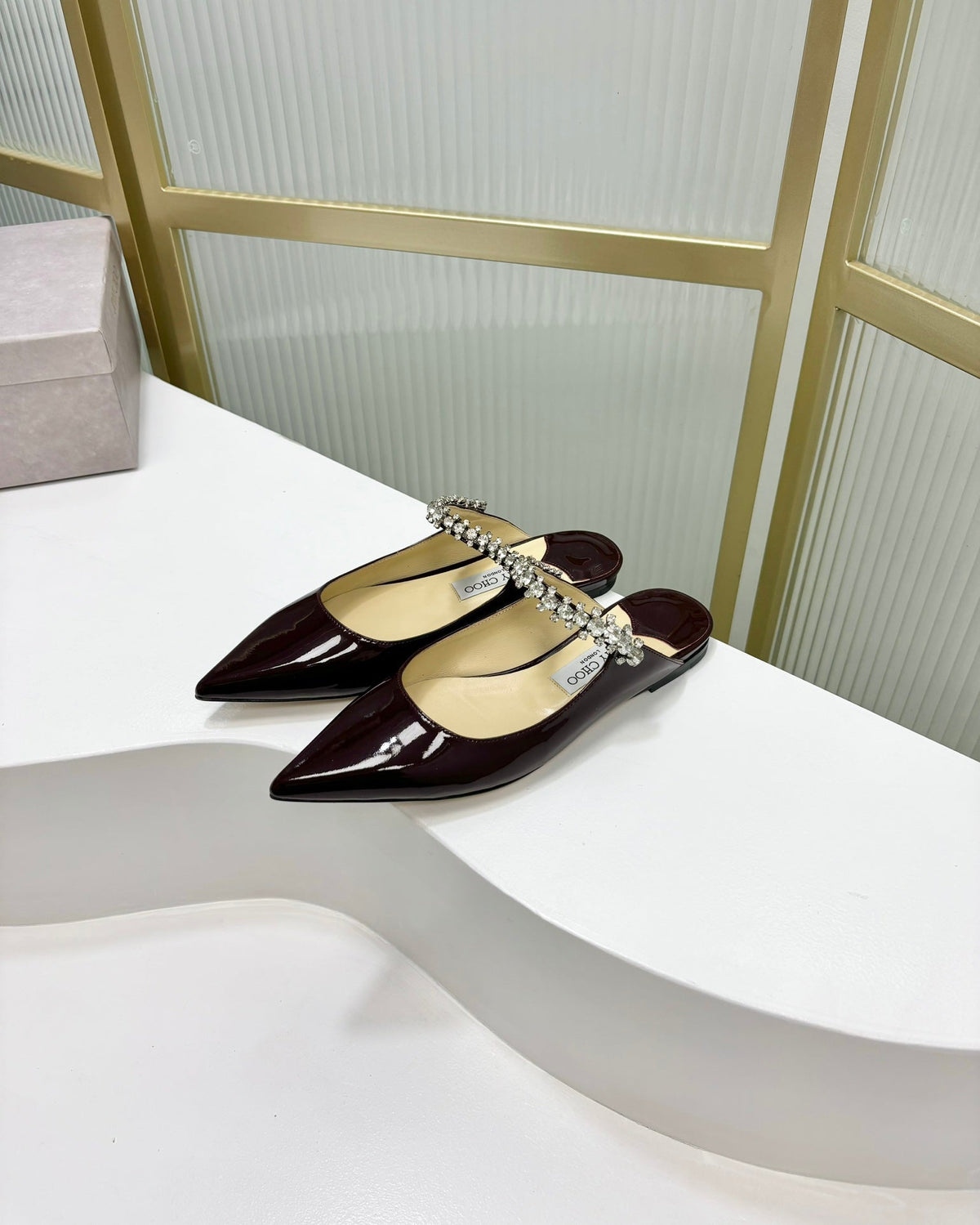 Jimmy Bing In  Dark Burgundy Glossy Cowhide Mules  587752