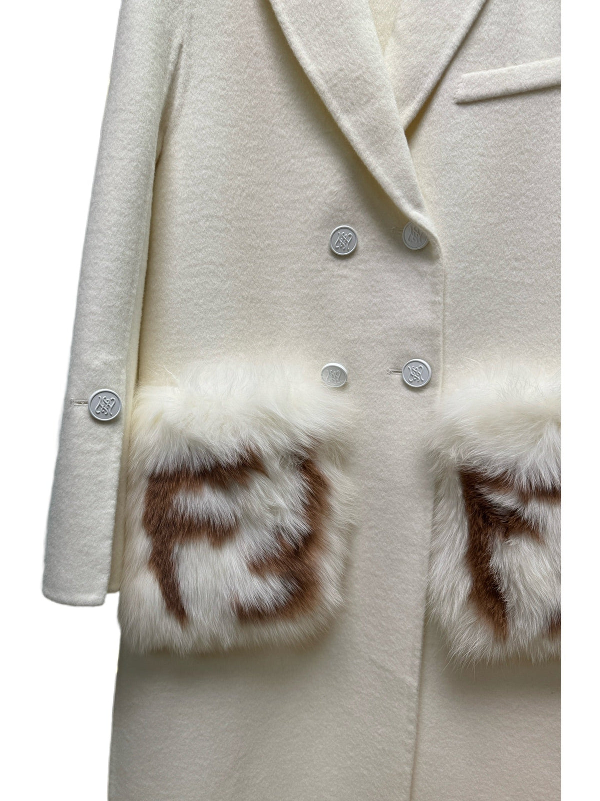 Fendi 25 Long Coat White Draper 0010