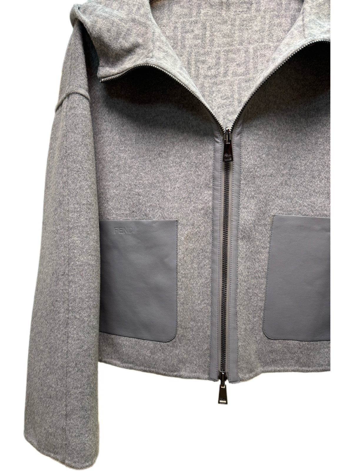 Fendi 25 Short Coat Grey Draper 0005