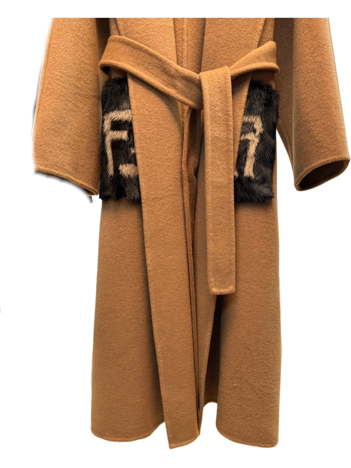 Fendi 25 Long Coat Light Brown Draper 0012
