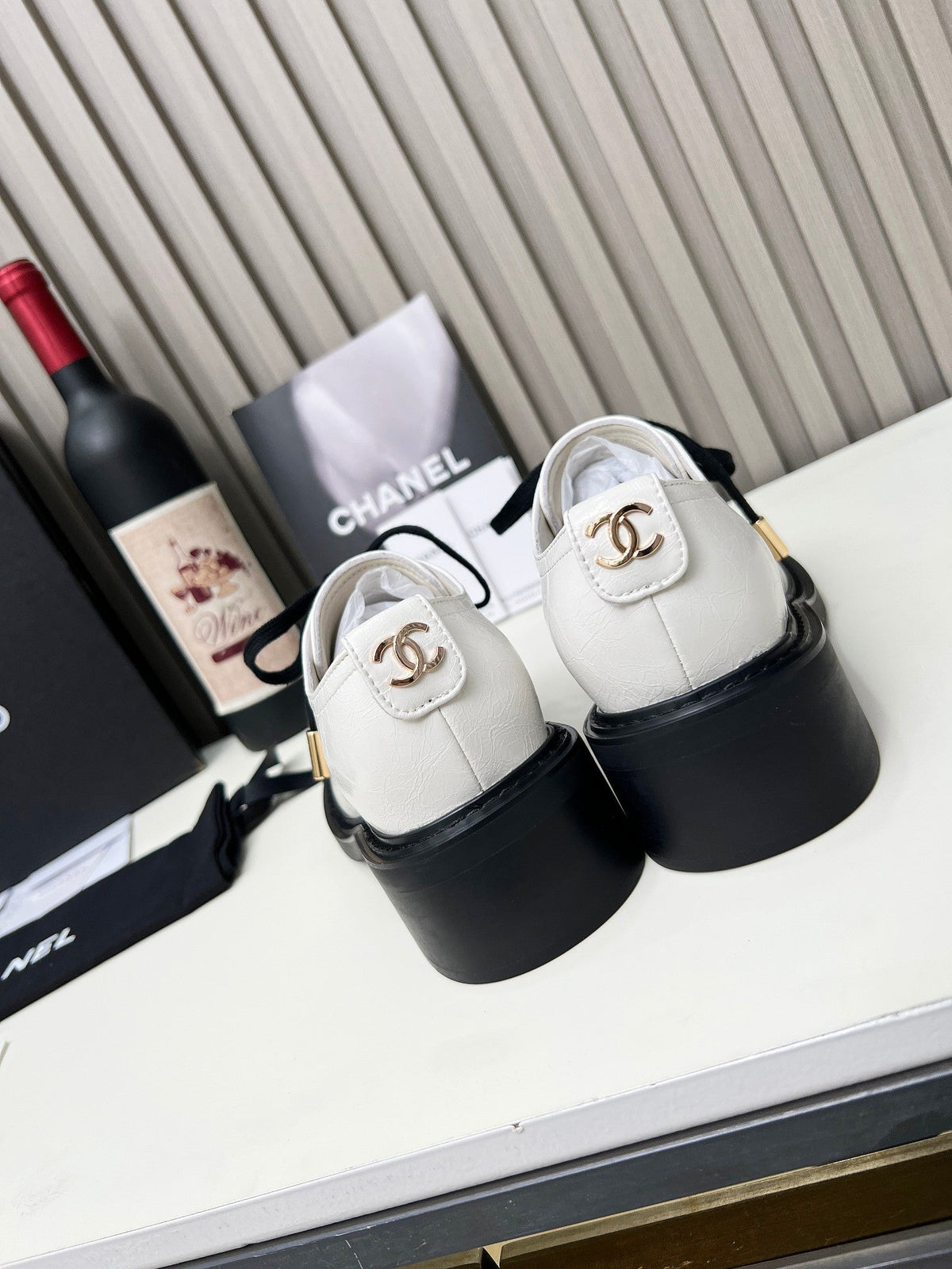 CC Shoe Oxford 50mm In White Black Calfskin And Lycra Fabric 944546