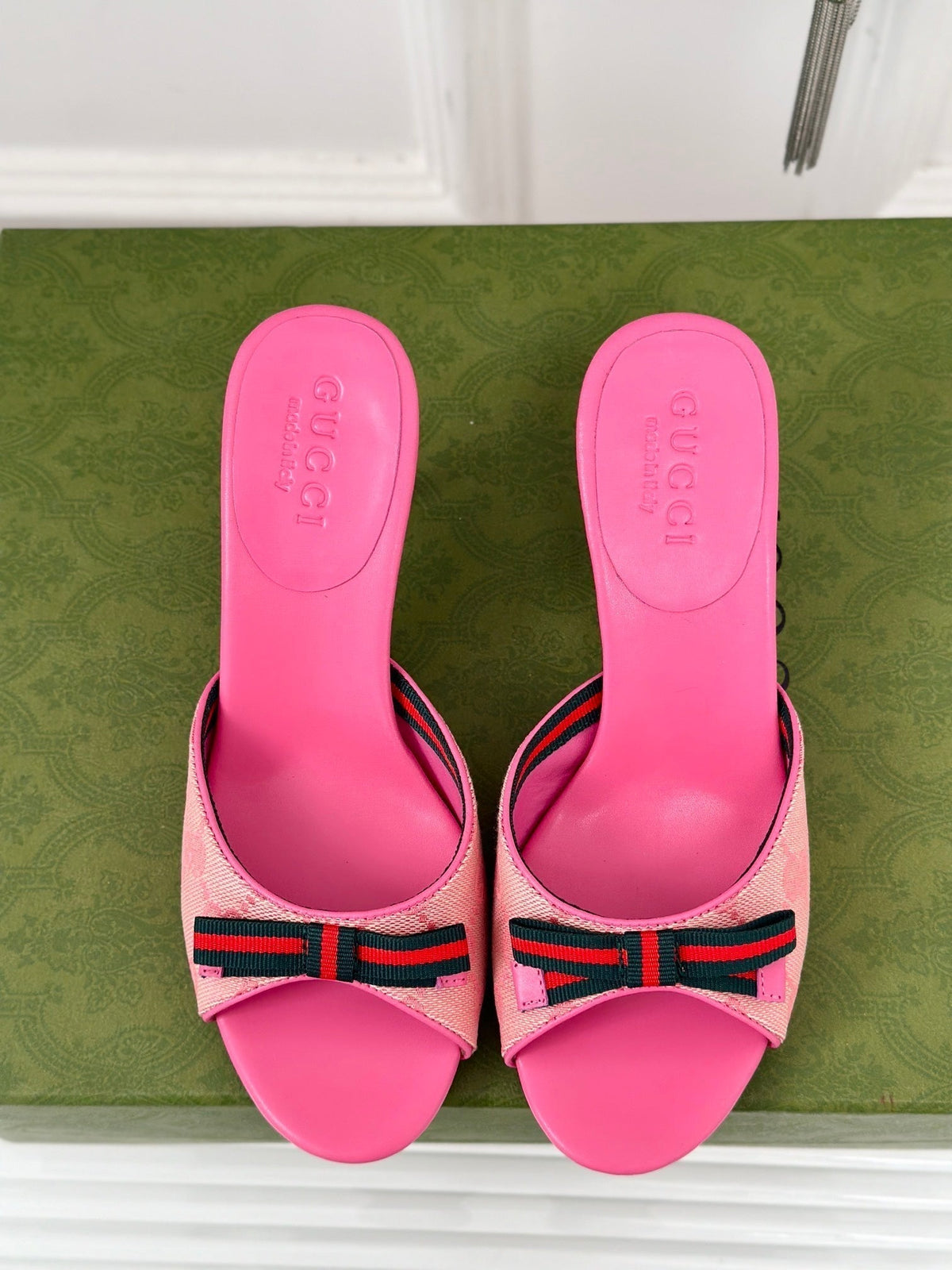 GG Vintage High Heel Slippers Pink