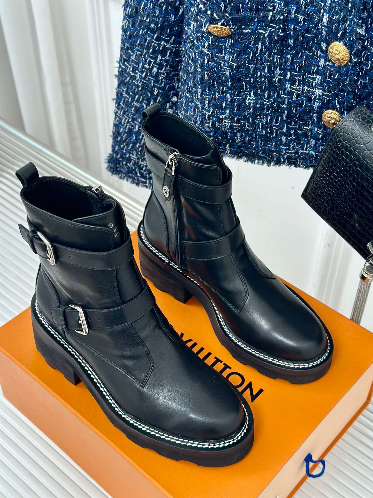 LV Beaubourg Ankle Boot 30mm Black Calfskin