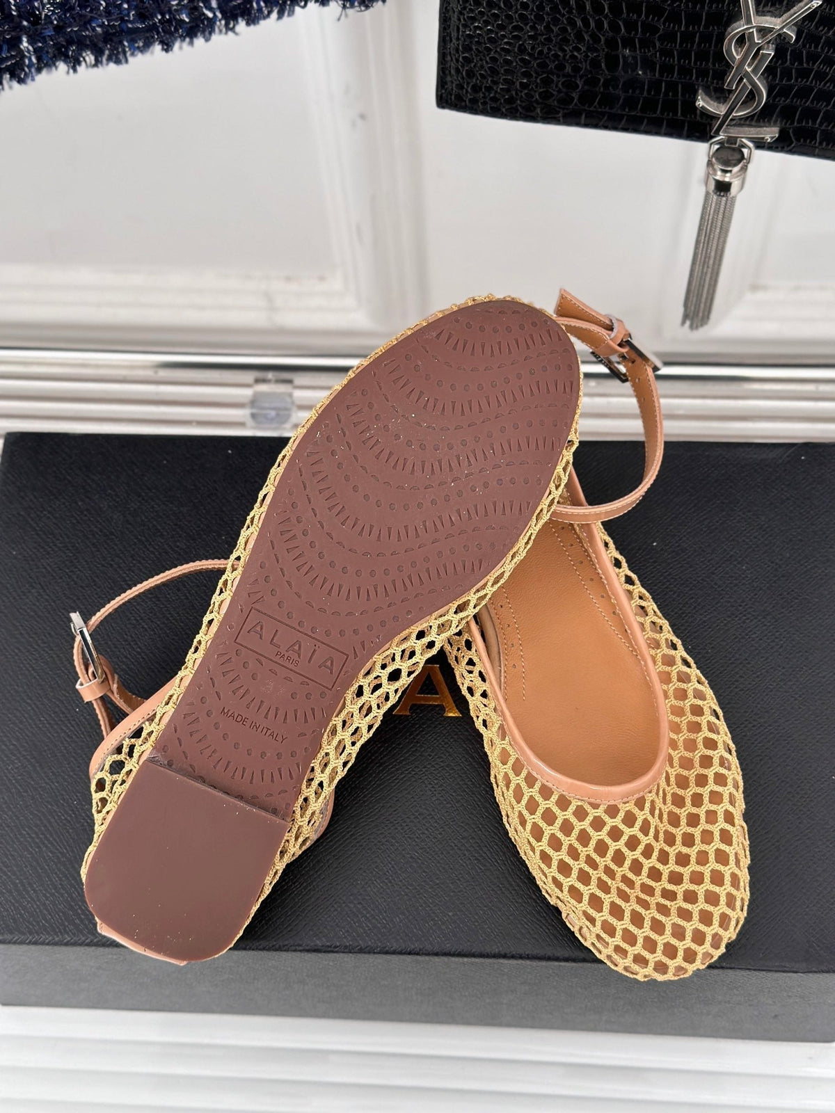 Alaia Mary Jane Ballet Flat Yellow Lambskin 293235