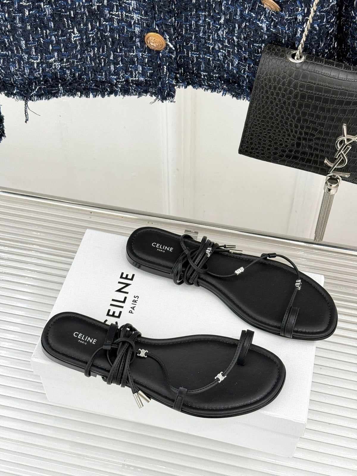 Celine 2026 Flat Sandals Leather 885697
