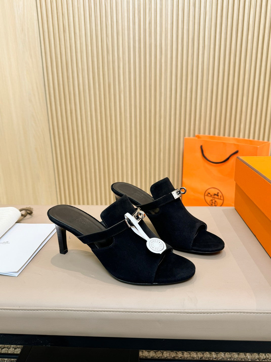 HEDEN MULE 80 BLACK SUEDE