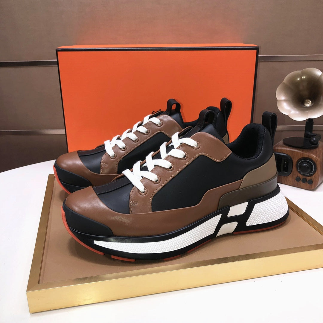 HM Men's Sneaker Brown Black Cowhide 548104
