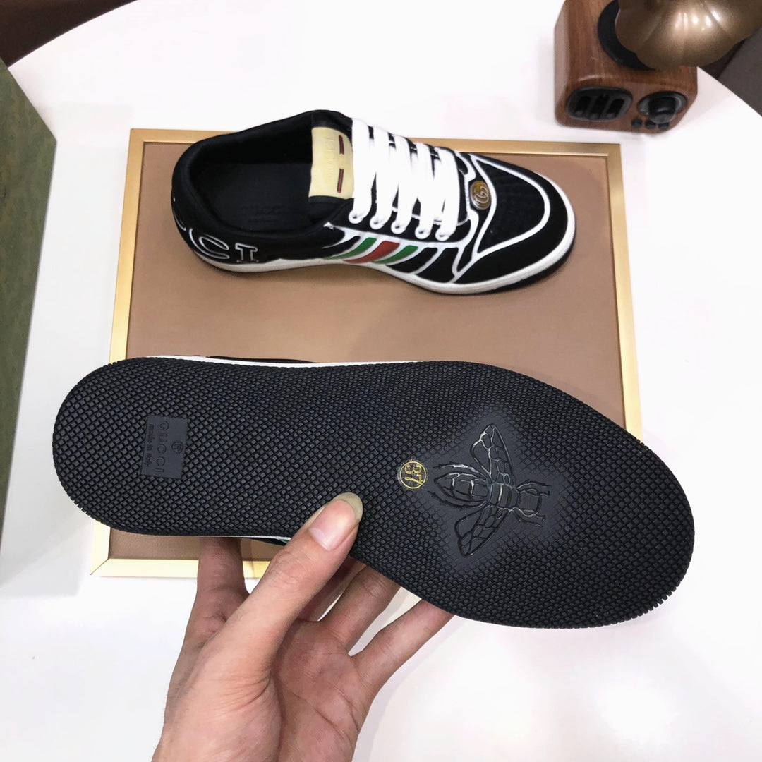 GG Men's Screener Sneaker Black Calfskin 481130
