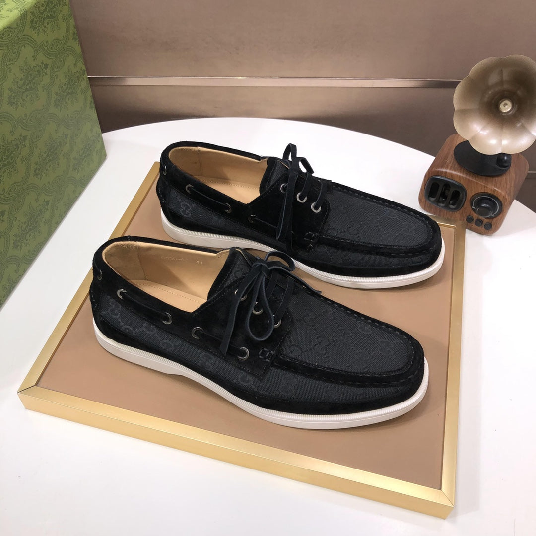 GG Men's Lace Up Loafer Black Suede 507998