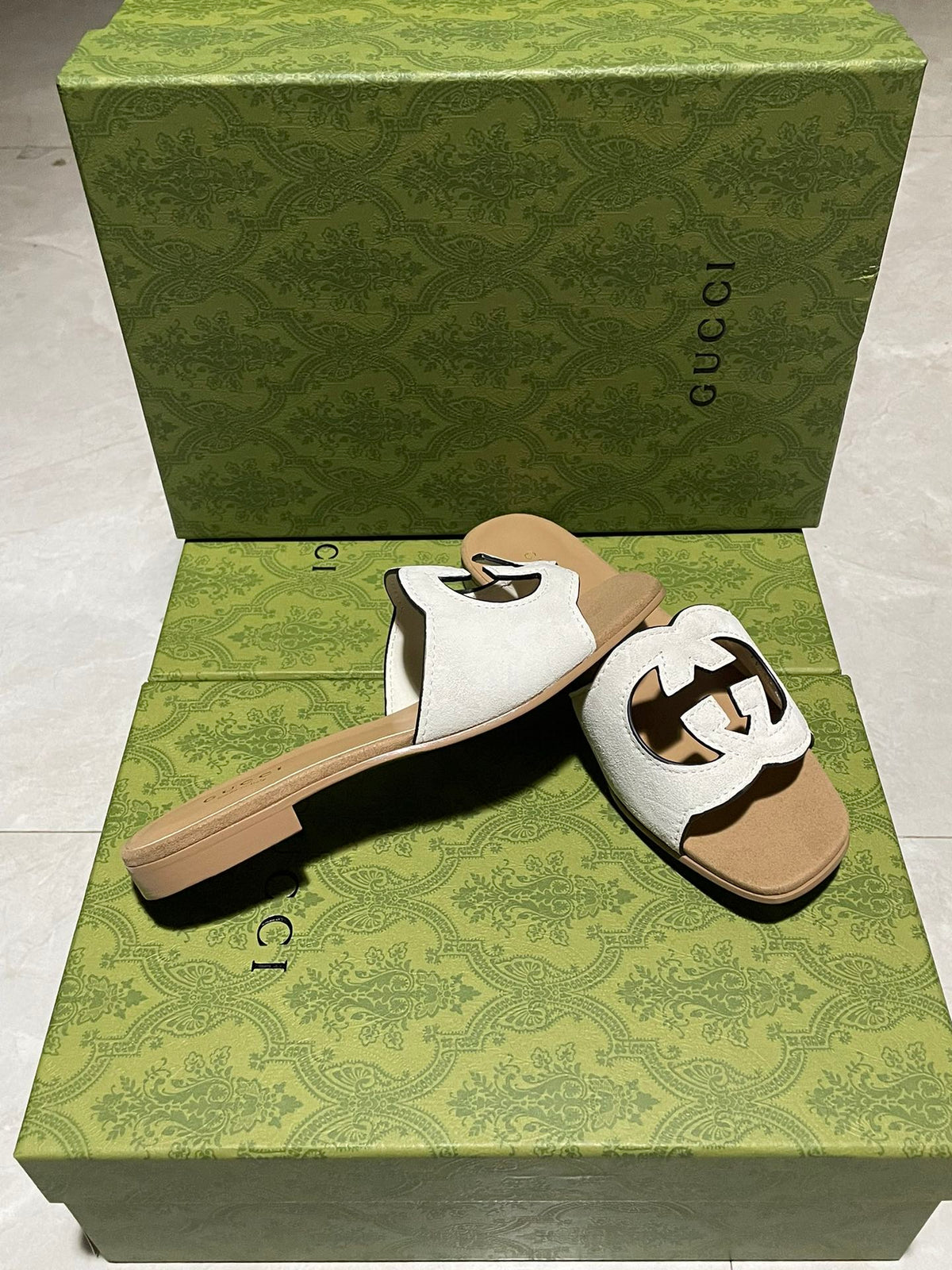 Gucci 2026 Women's Slide Sandal With Interlocking G Suede Leather 765469