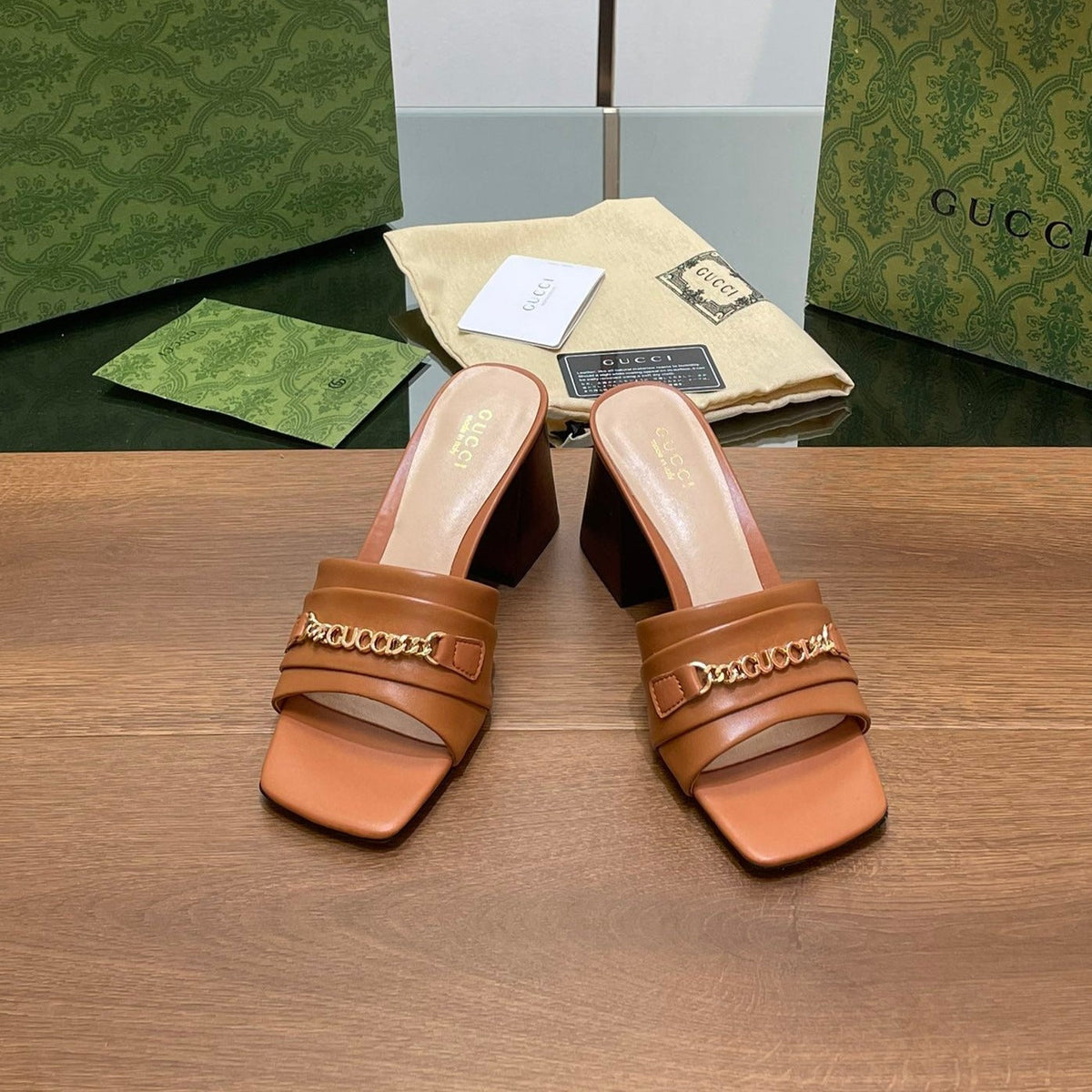 GG SIGNORIA SLIDE SANDAL CARAMEL DENIM