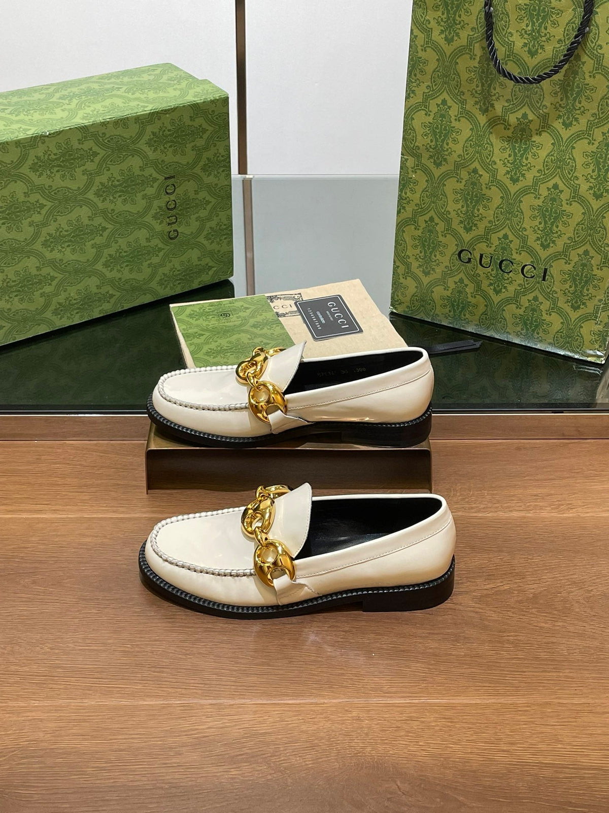 GG Marina Loafer Cream Patent Calfskin