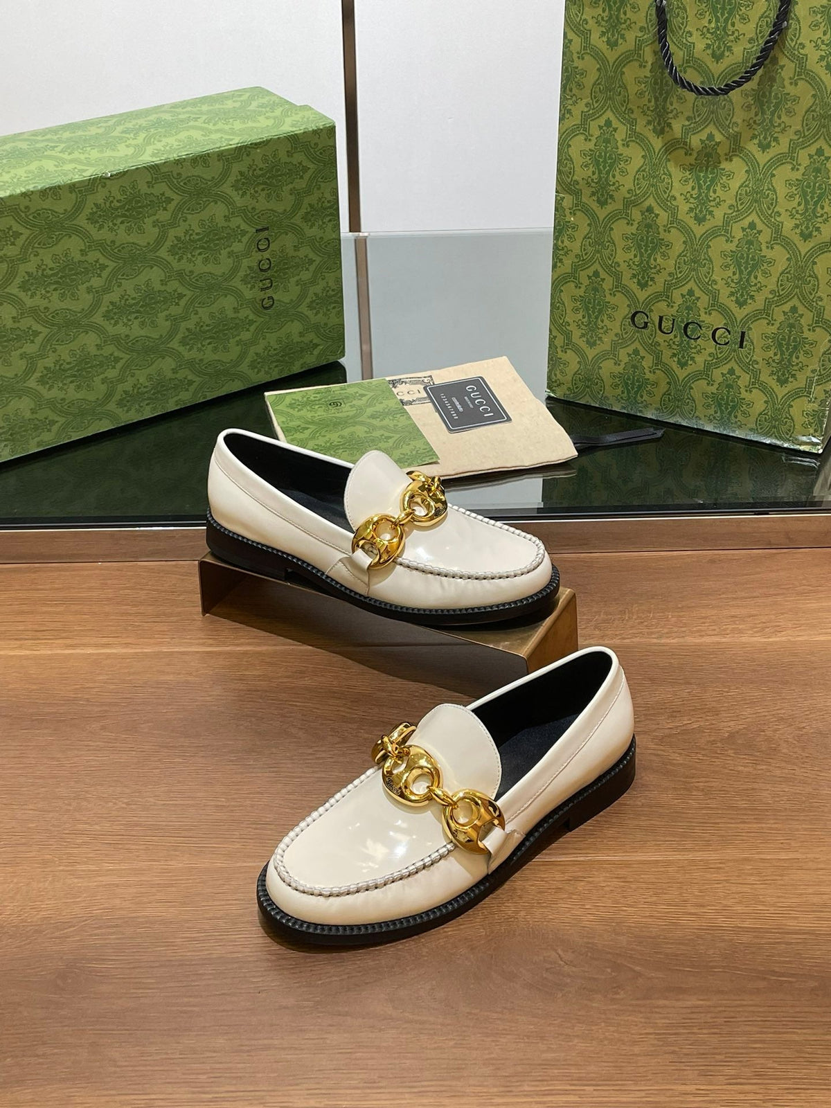 GG LOAFER SHOES IN WHITE CALFSKIN