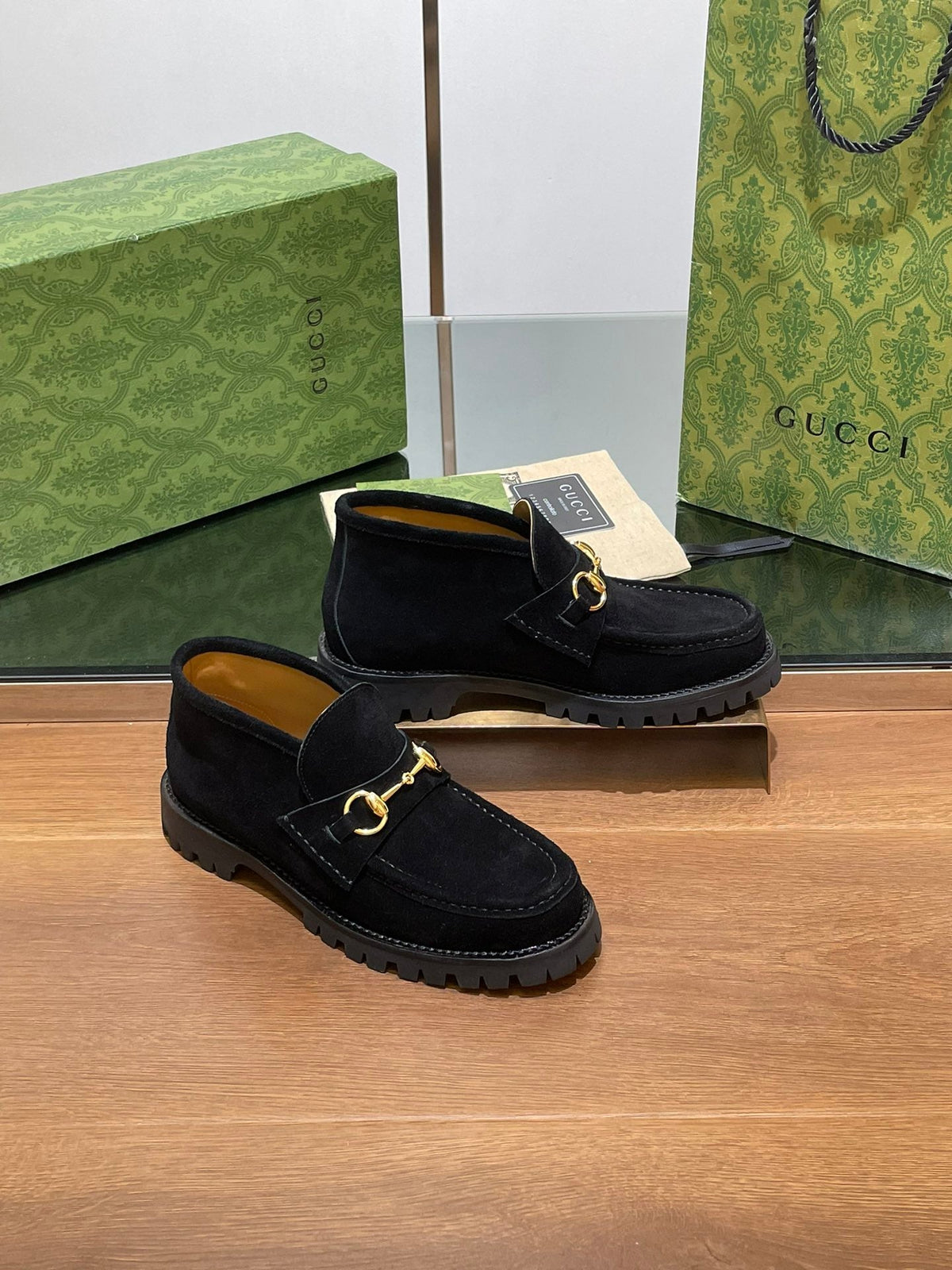 GG Ankle Boot With Horsebit 15 Black Suede