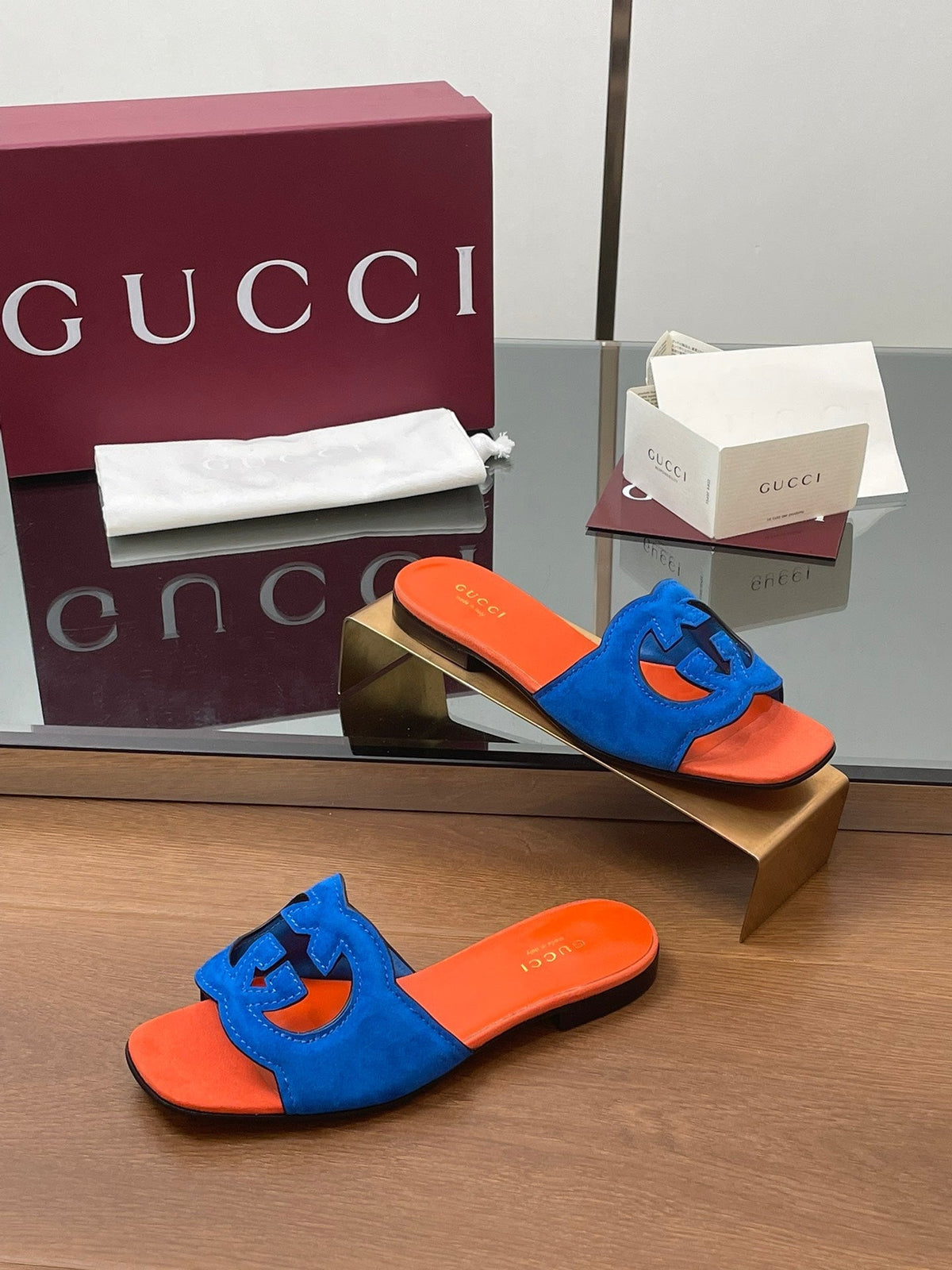 Gucci 2026 Double G Slipper 10mm Suede Leather 765483