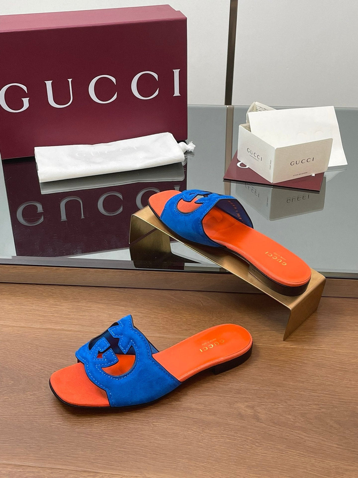 Gucci 2026 Double G Slipper 10mm Suede Leather 765483