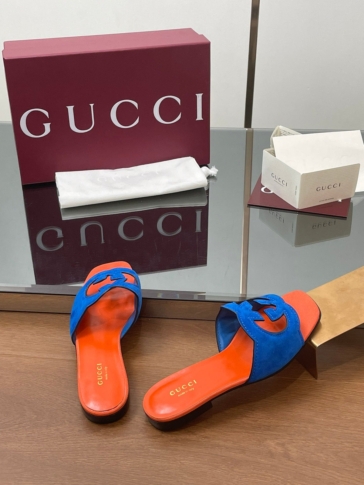 Gucci 2026 Double G Slipper 10mm Suede Leather 765483