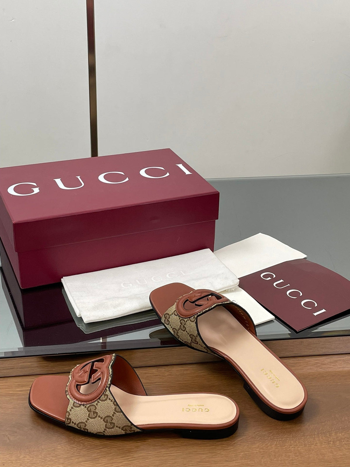 Gucci 2026 Women's Slide Sandal With Interlocking G Canvas Leather 765471