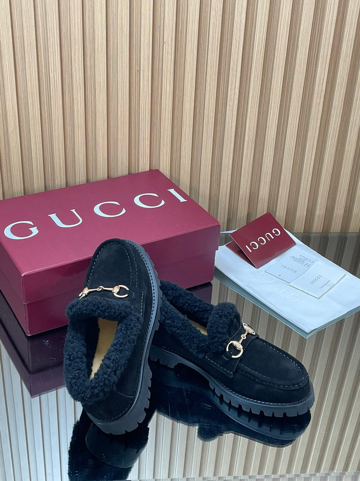 Gucci 2025 Horsebit Loafer Black Suede Wool 563043
