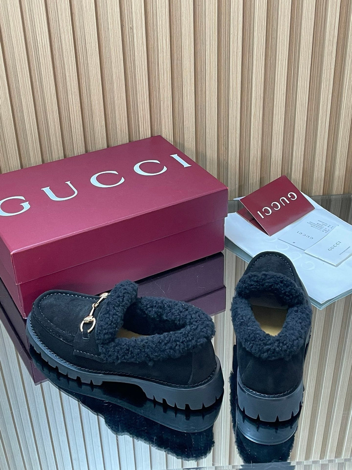 Gucci 2025 Horsebit Loafer Black Suede Wool 563043