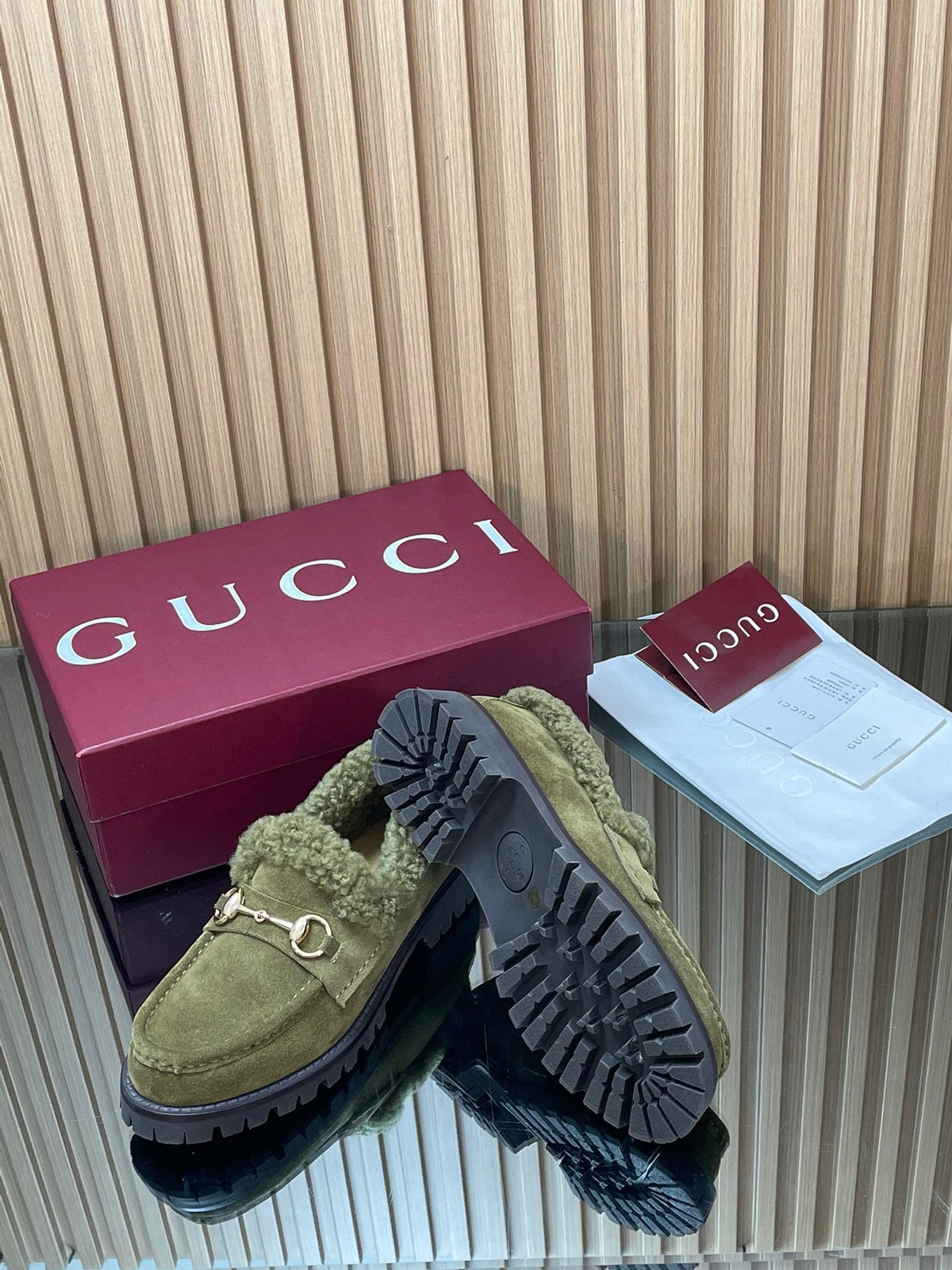 Gucci 2025 Horsebit Loafer Green Suede Wool 563047