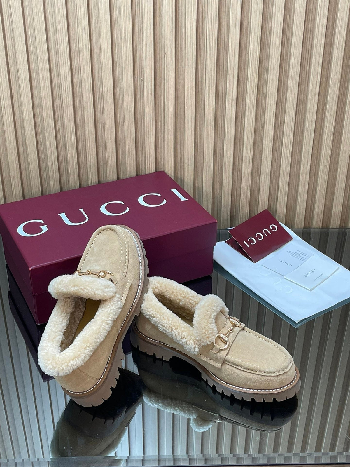 Gucci 2025 Horsebit Loafer Beige Suede Wool 563048