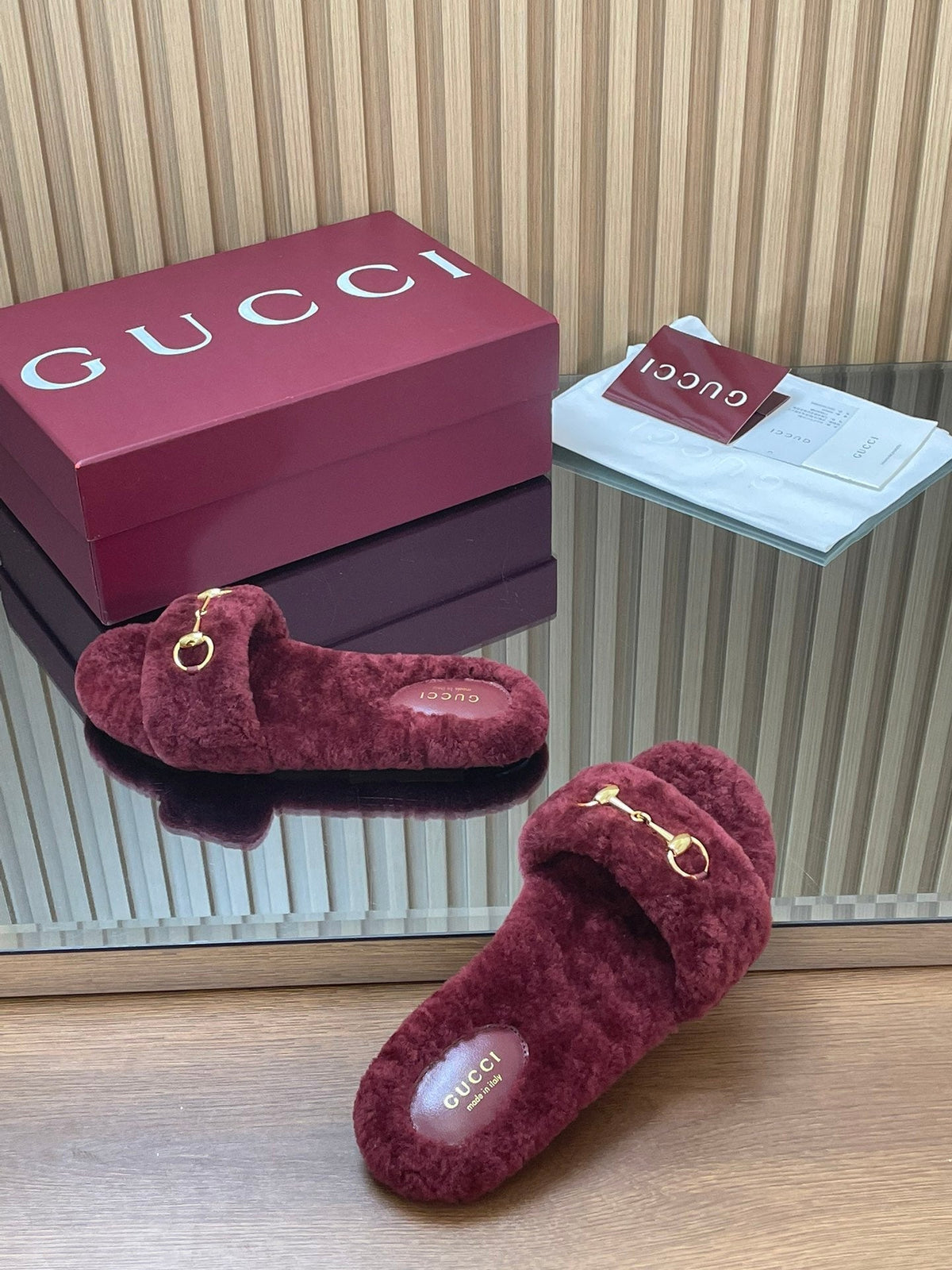 Gucci 2025 Horsebit Slipper Red Wool 562870