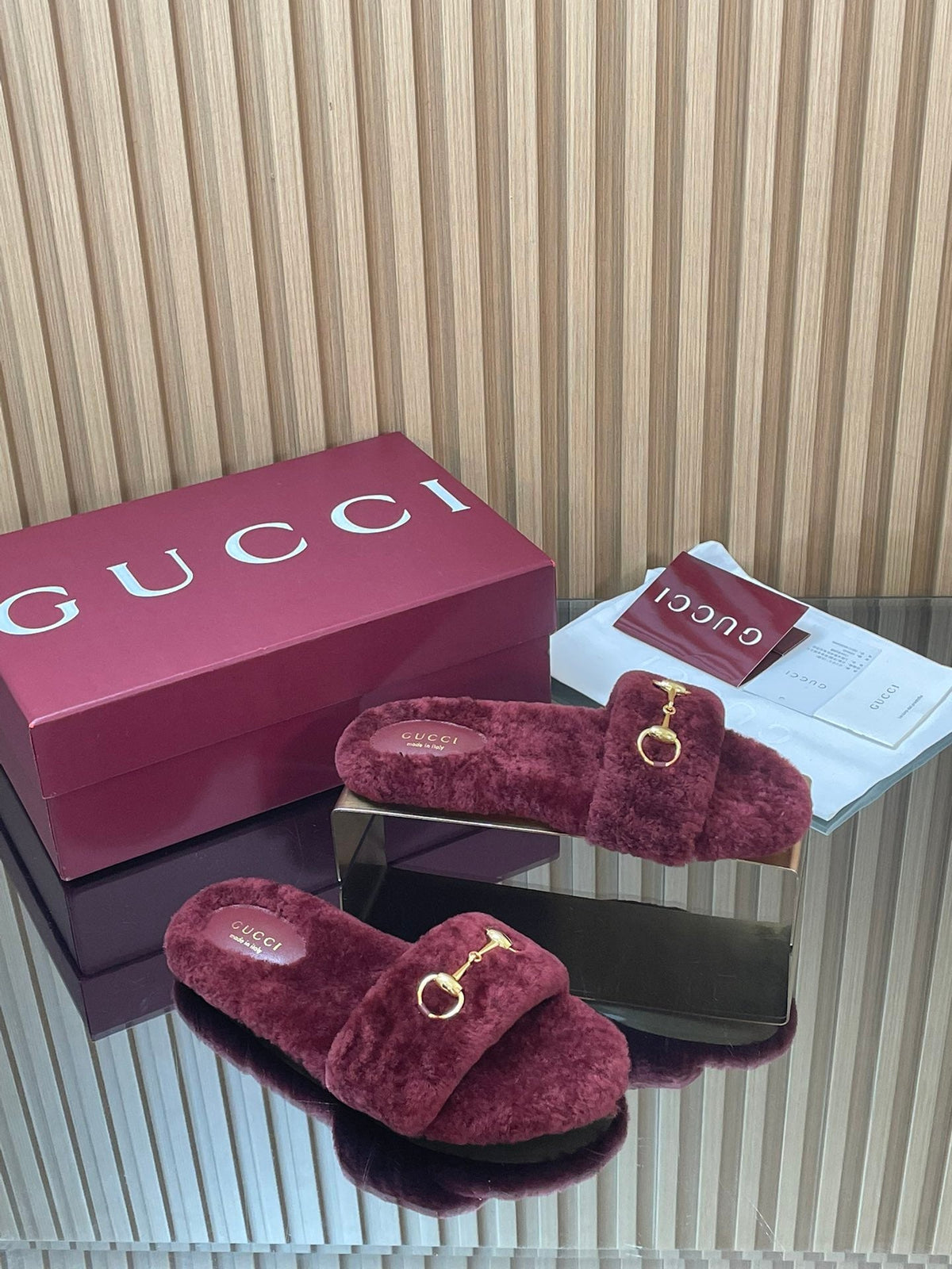 Gucci 2025 Horsebit Slipper Red Wool 562870