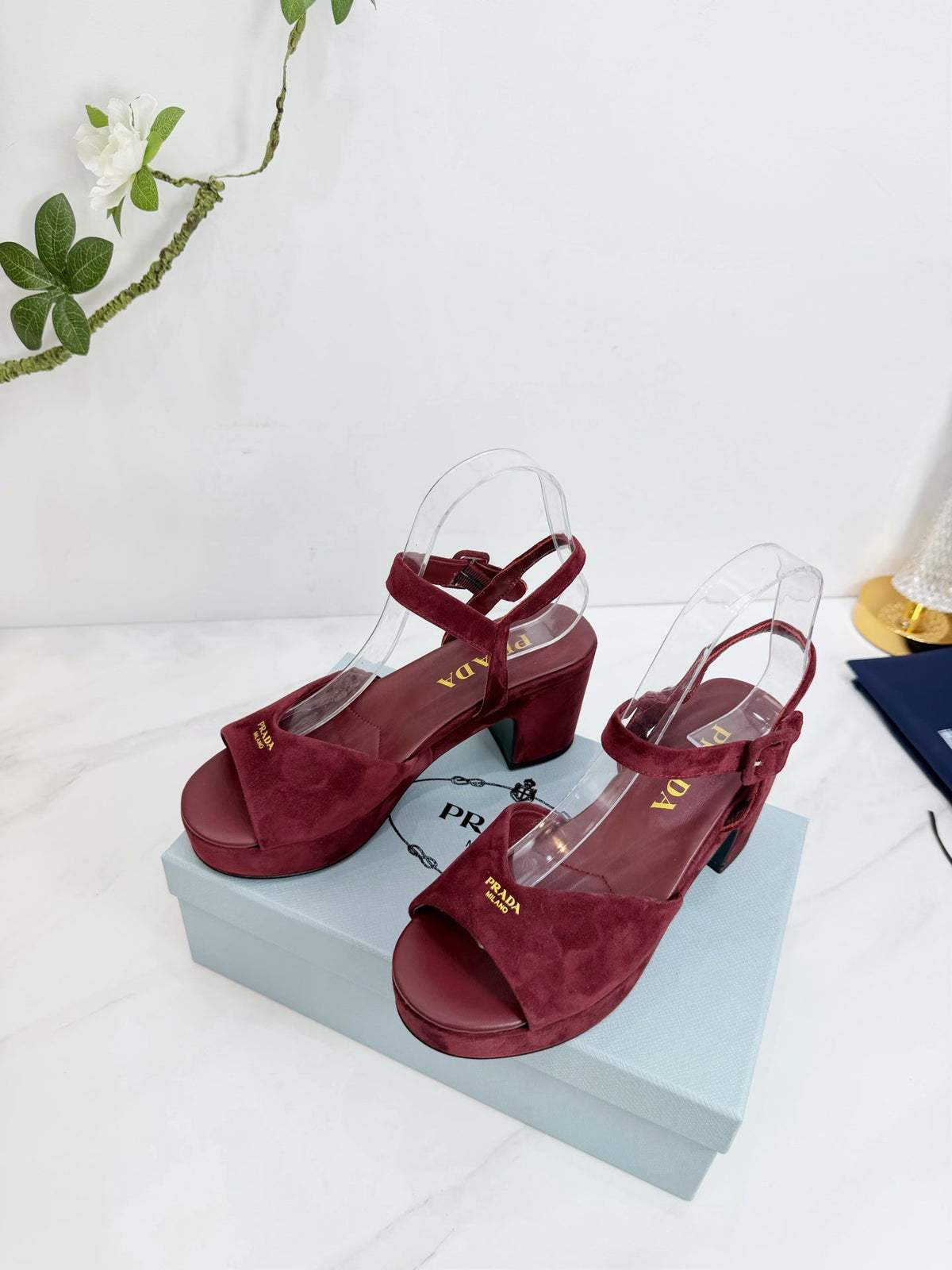 PRA 26SS Platform Sandals 75 Red Suede Sheepskin 592380