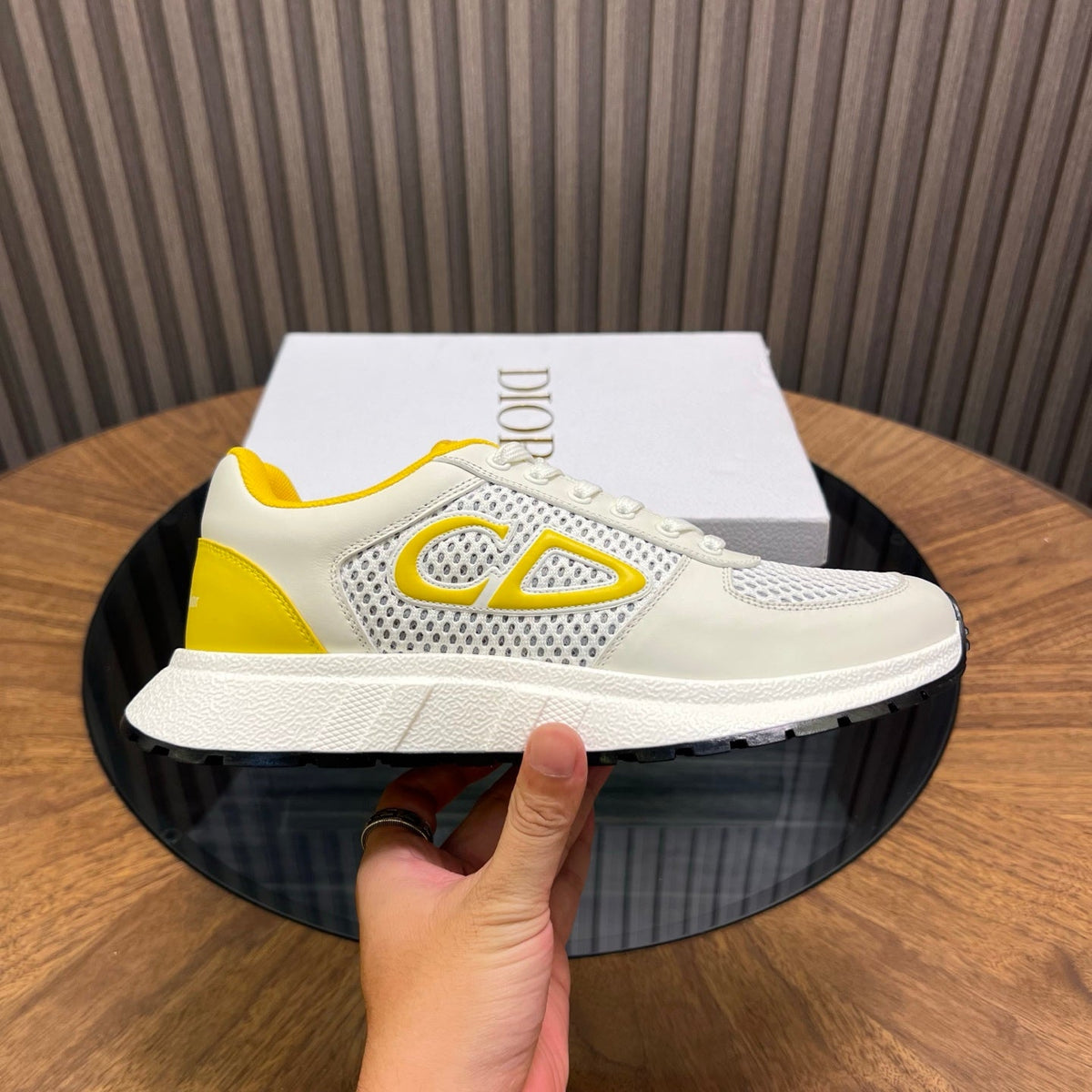 CD Sneaker White Yellow Mesh Cowhide 750362