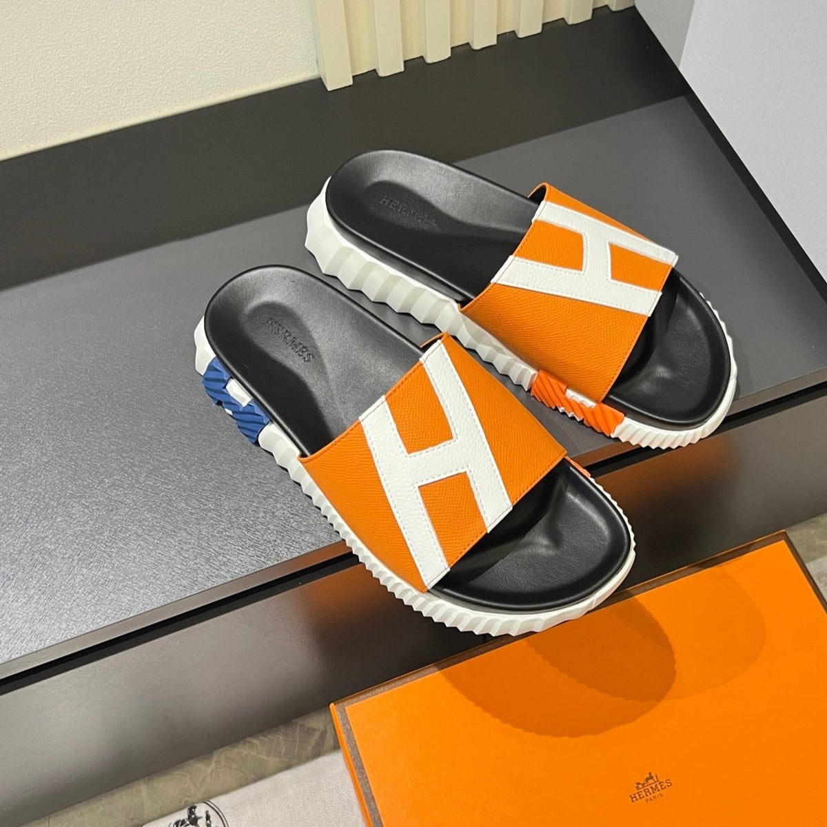 HM Men's Slide Orange Cowhide 590803