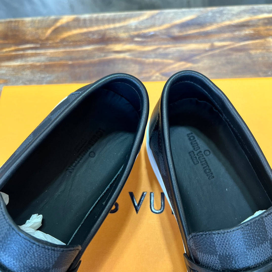 LV LOAFER BLACK DAMIER CANVAS AND CALFSKIN