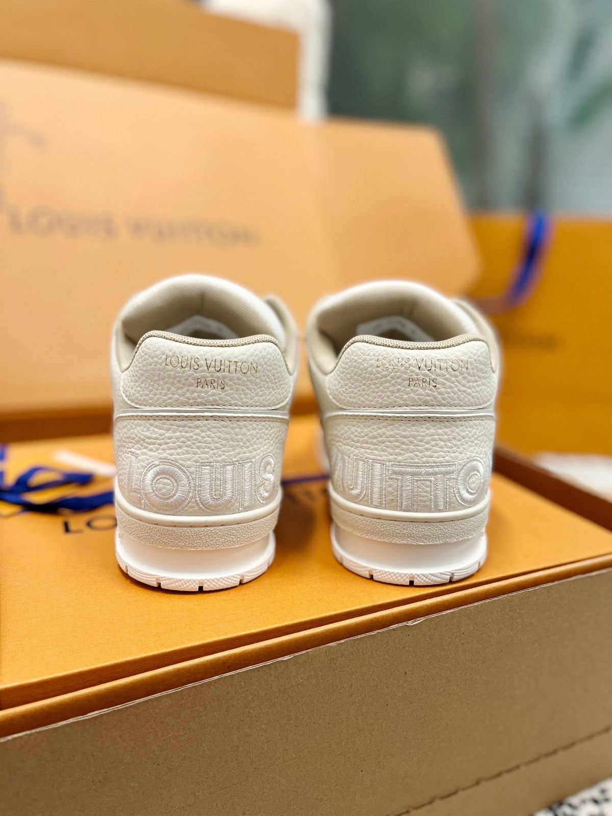 LV Trainer Sneaker Beige Grey Cowhide
