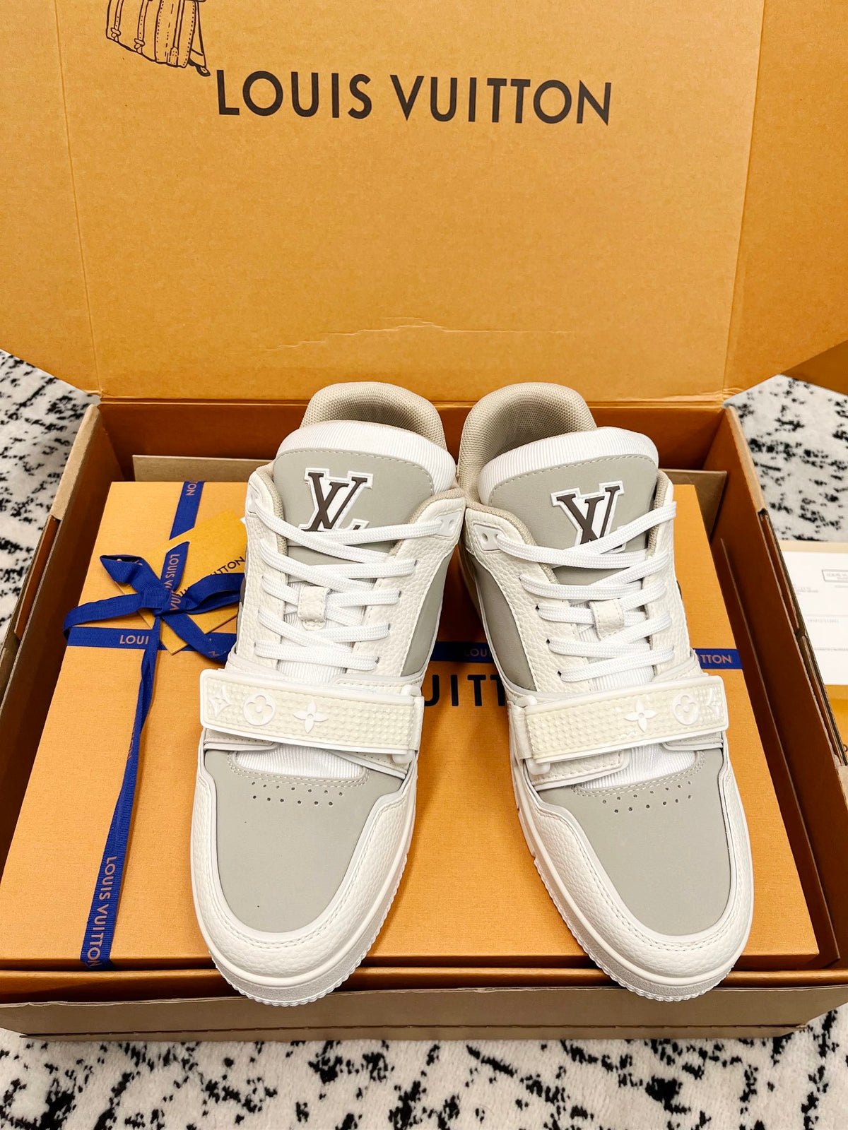 LV Trainer Sneaker Beige Grey Cowhide