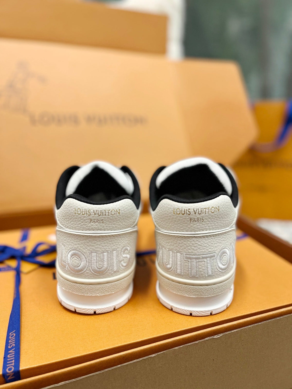 LV Trainer Sneaker Beige Black Cowhide