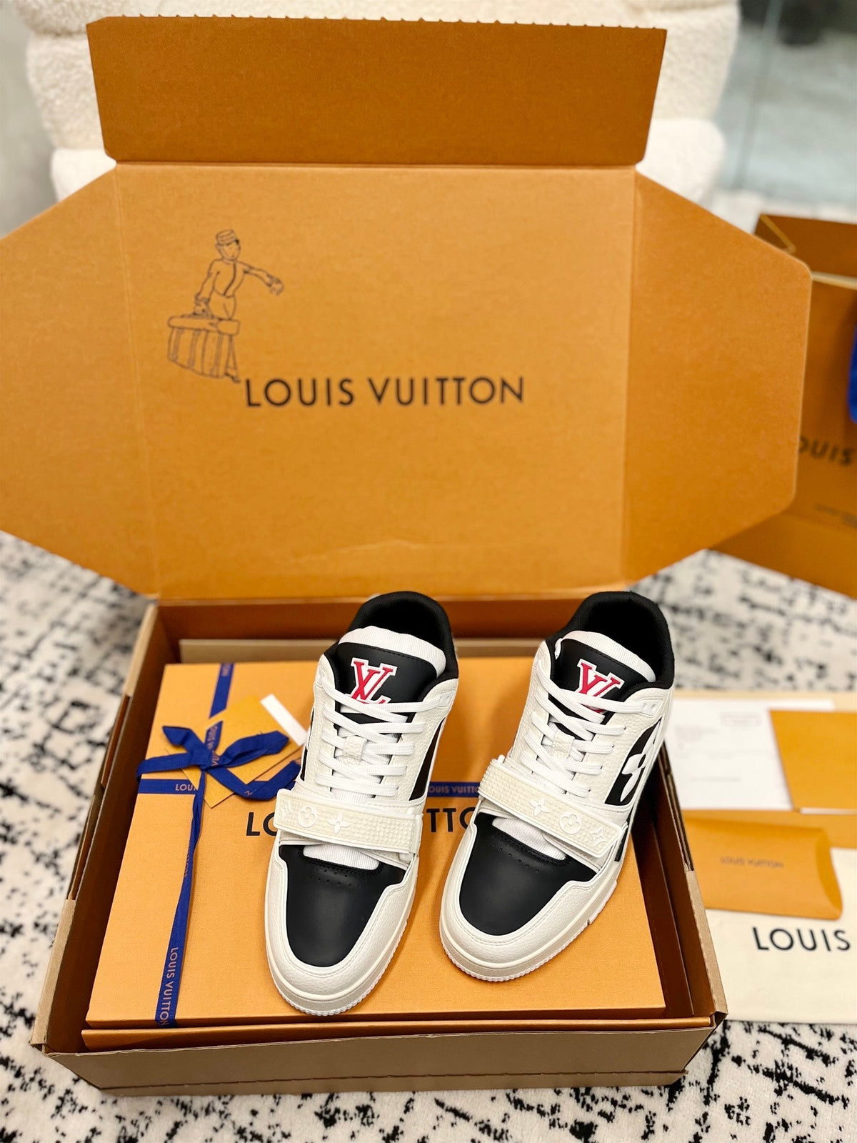 LV Trainer Sneaker Beige Black Cowhide