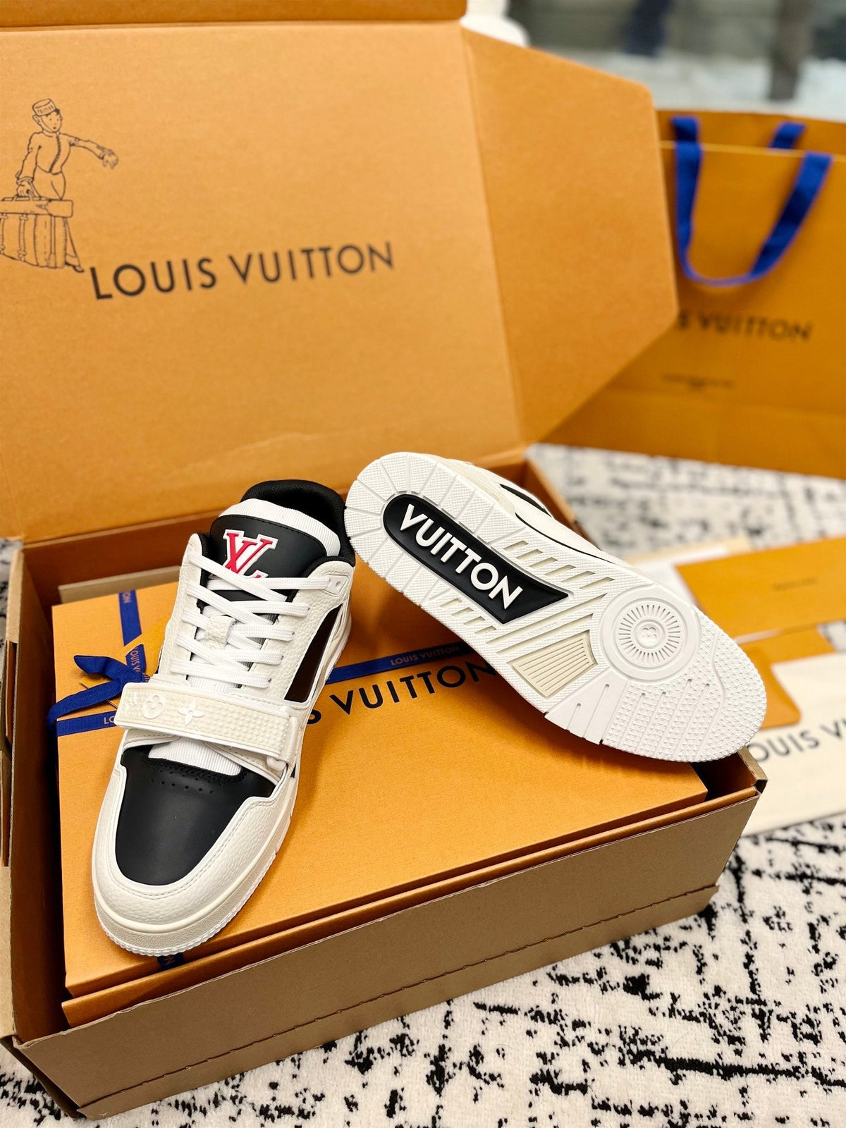 LV Trainer Sneaker Beige Black Cowhide