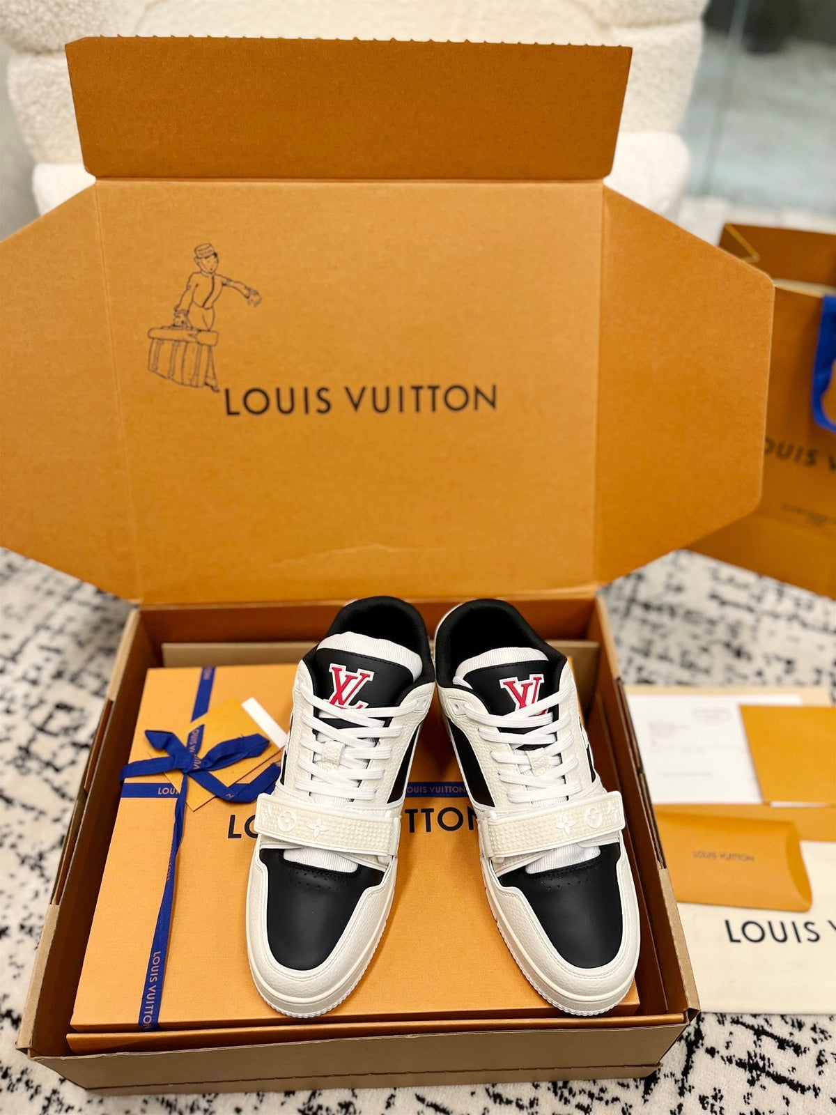 LV Trainer Sneaker Beige Black Cowhide