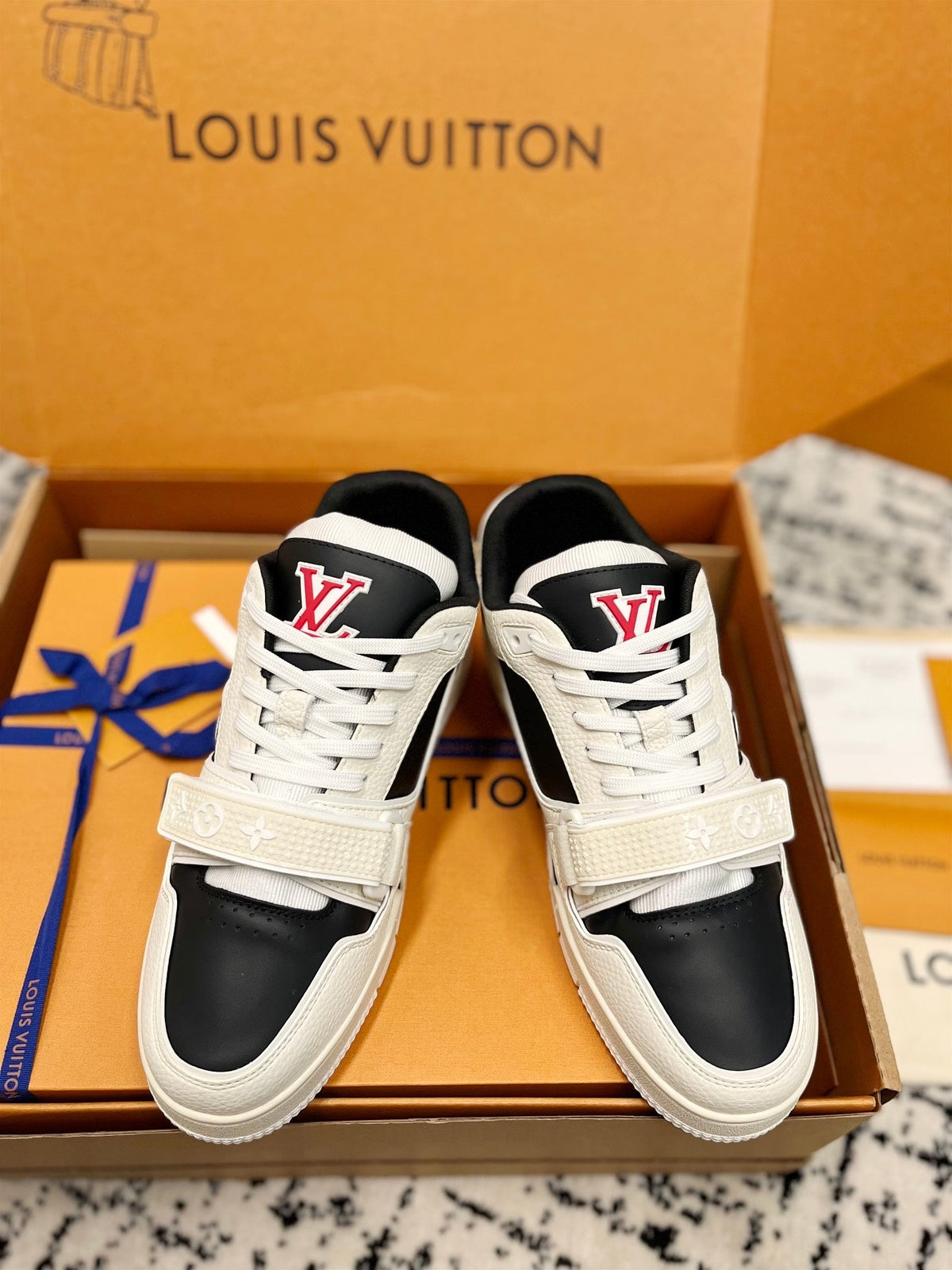 LV Trainer Sneaker Beige Black Cowhide